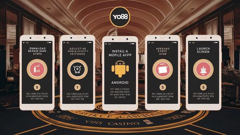 Các bước tải app Yo88 và cài đặt trên thiết bị Android được minh họa trực quan