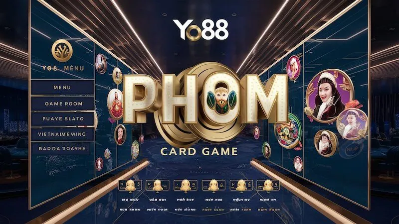 Giao diện chính của game bài Phỏm Yo88 với thiết kế hiện đại và thân thiện người dùng