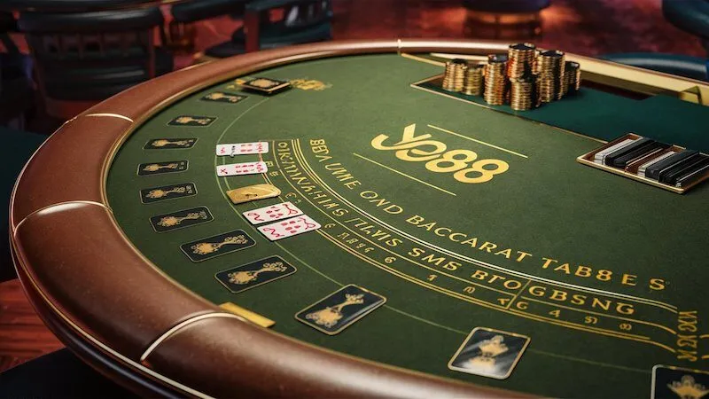 Giao diện sang trọng của phòng Baccarat tại Yo88 với bàn chơi trực tuyến chuyên nghiệp