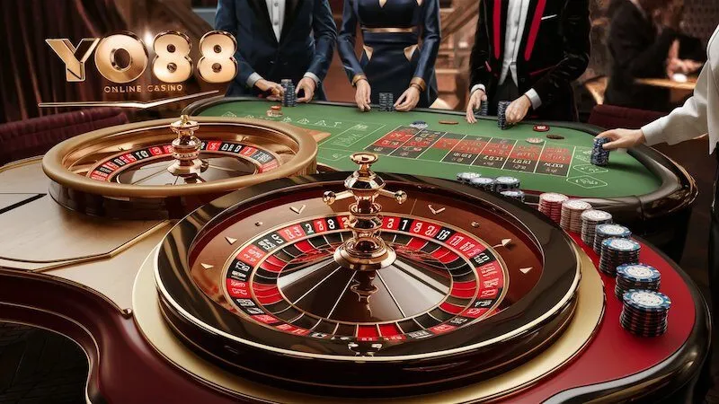 Giao diện sang trọng của phòng Roulette Yo88 với bàn chơi chuyên nghiệp và đồ họa sắc nét